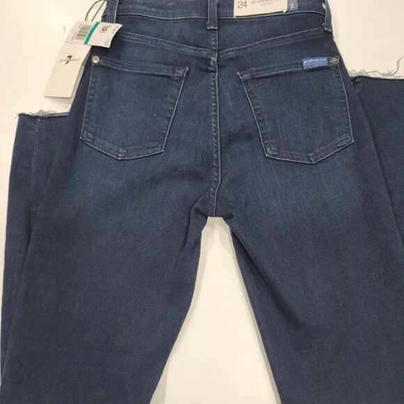 7 for All Mankind High-Waist Ankle Skinny in Deep Waters 3 Sz 24 - Picture 6 of 12